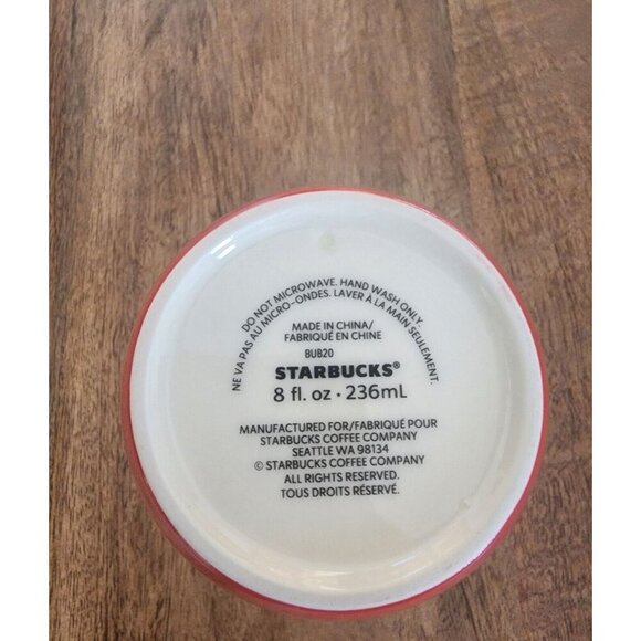 2020 Starbucks Pearl Ombre Red Pink Green Holiday Ceramic Tumbler | 8oz | NO LID - Picture 4 of 4